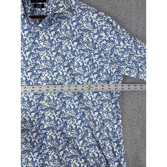 Paul Fredrick Shirt Men Large 16.5 x 36 Geometric Button Long Sleeve Flip Cuff - Picture 6 of 9